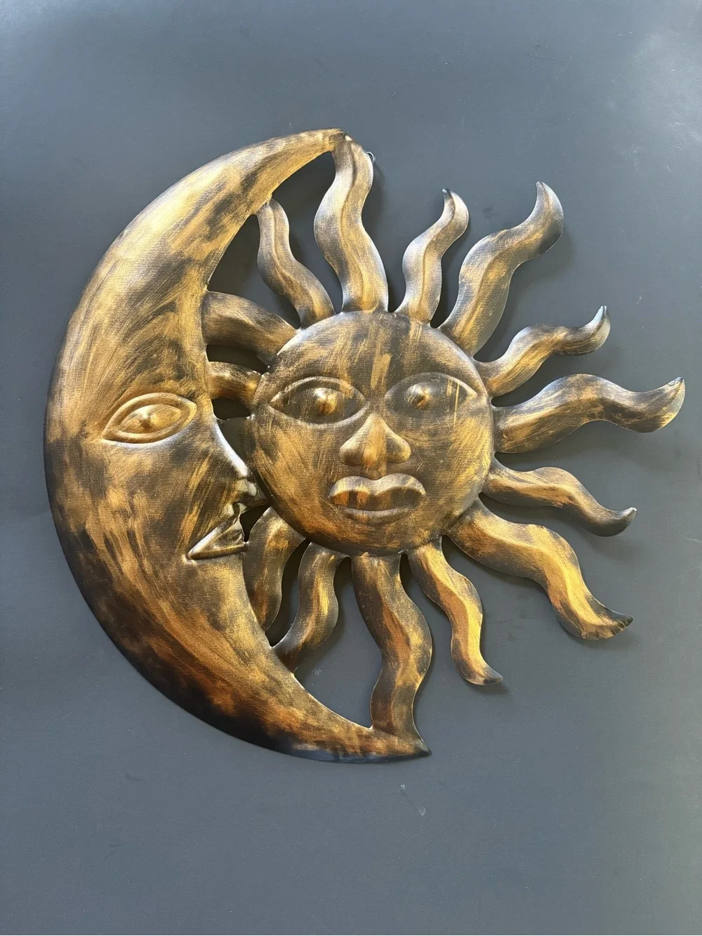Bronze Sun and Moon Wall Art - Celestial Metal Decor